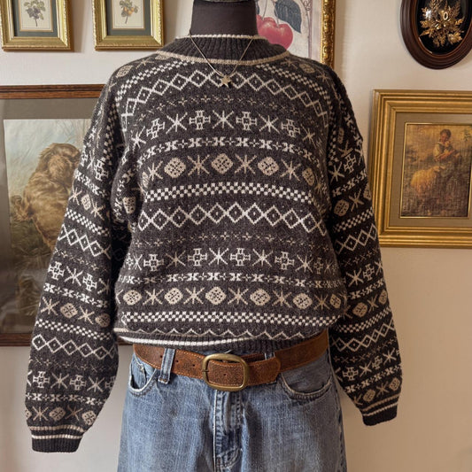 Vintage 90s patterned jumper (L)