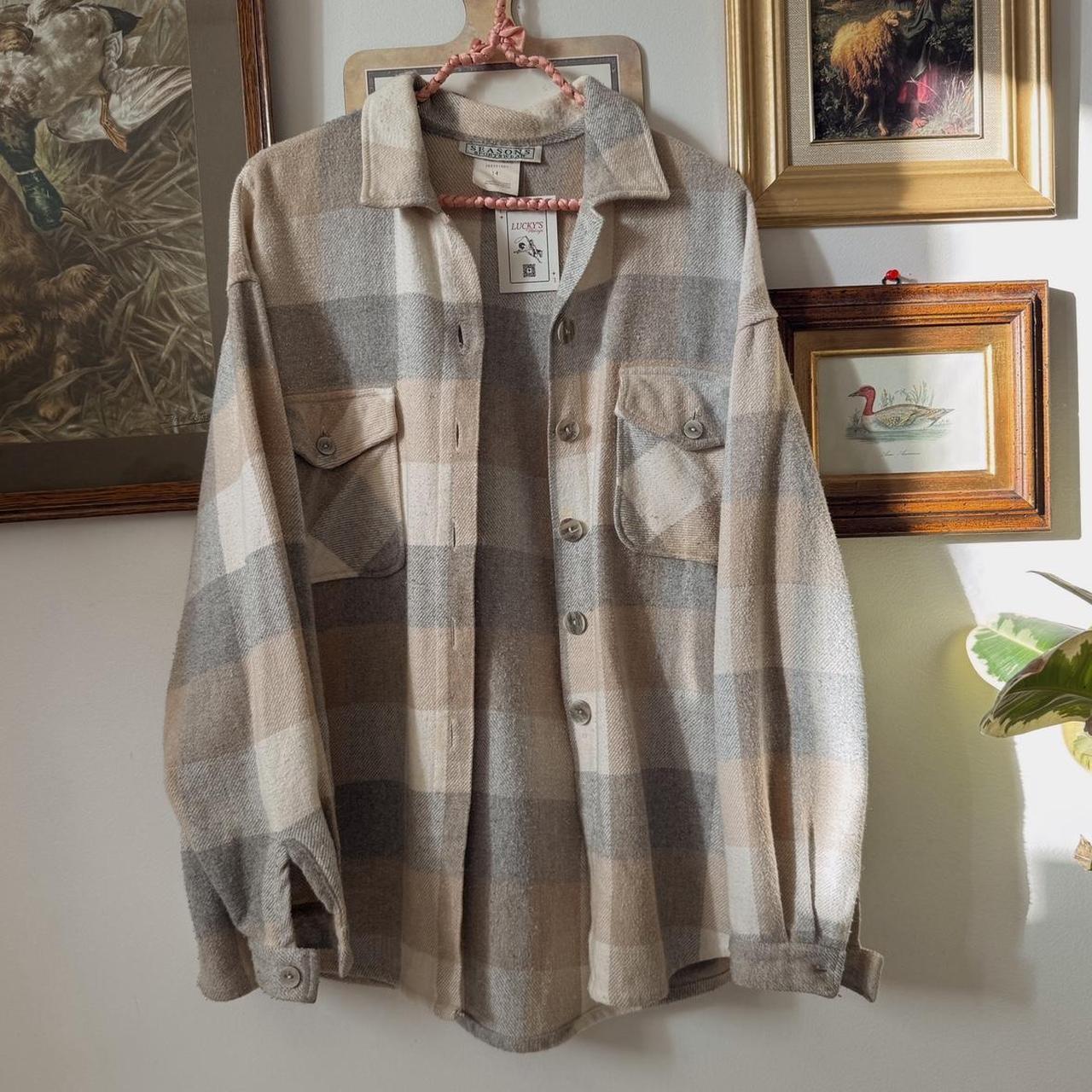 Cozy light birch flannel button up (L)