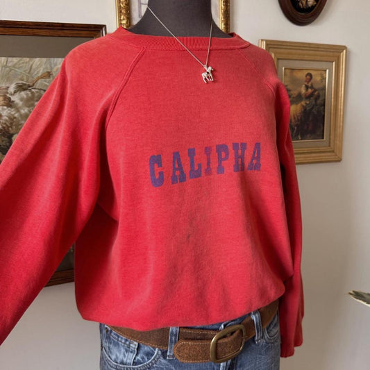 70s red slouch crew neck (XS)