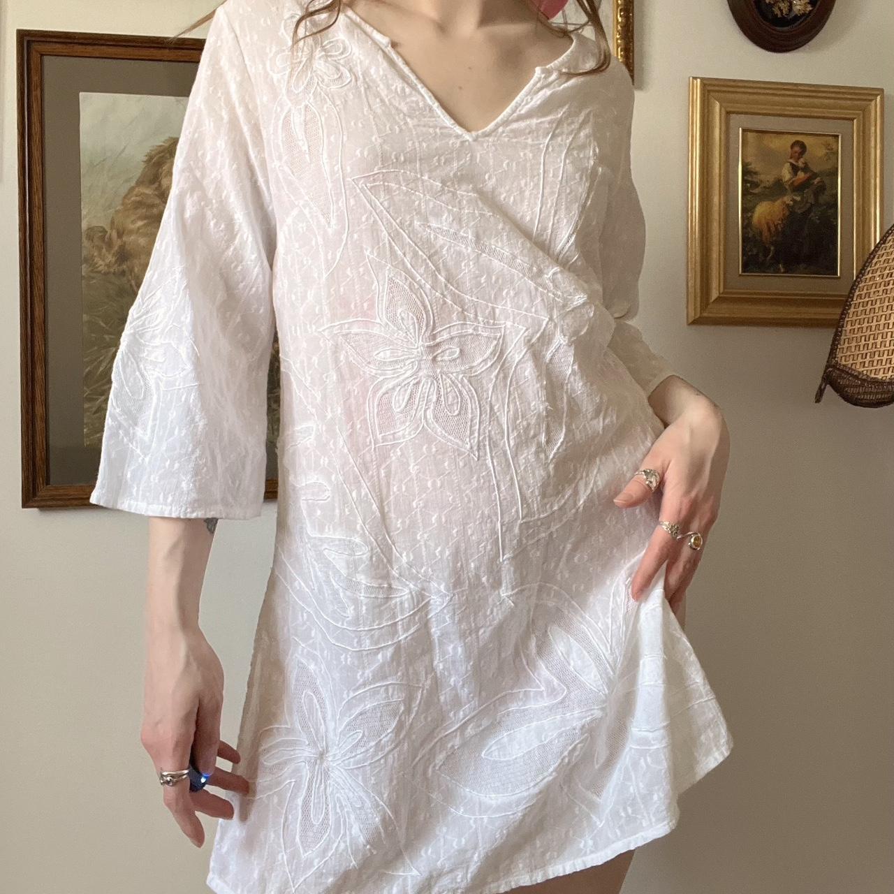 White floral tunic dress (S)