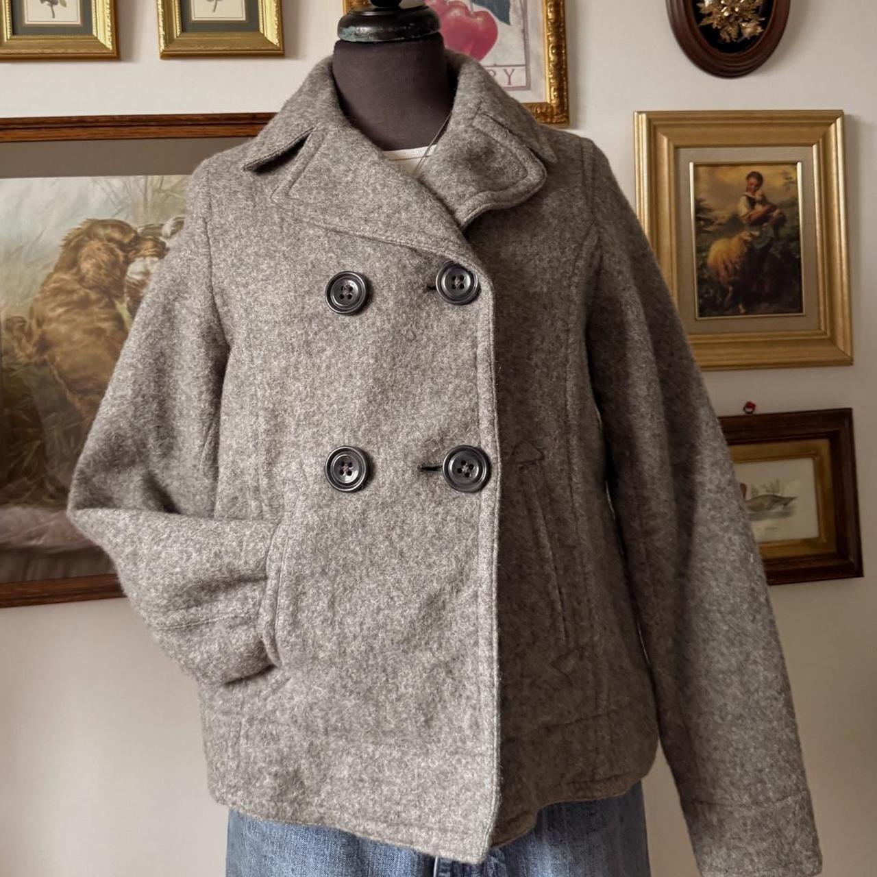 Grey wool pea coat (M)