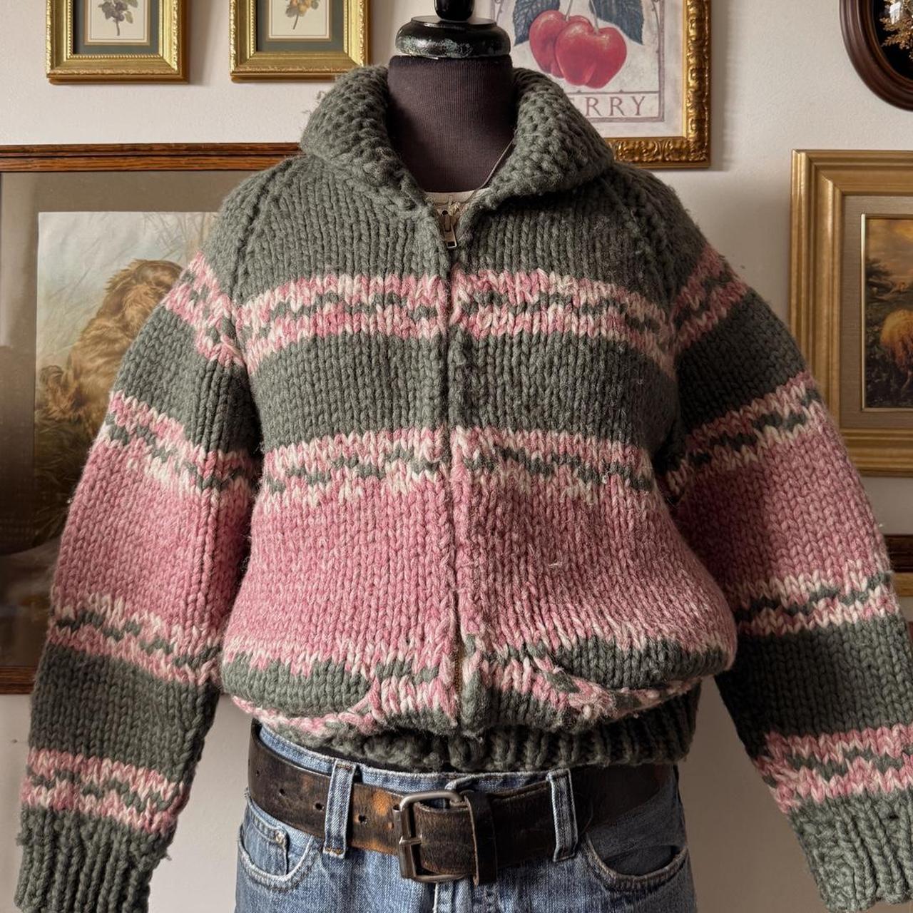 Green & pink striped wool jacket (S)