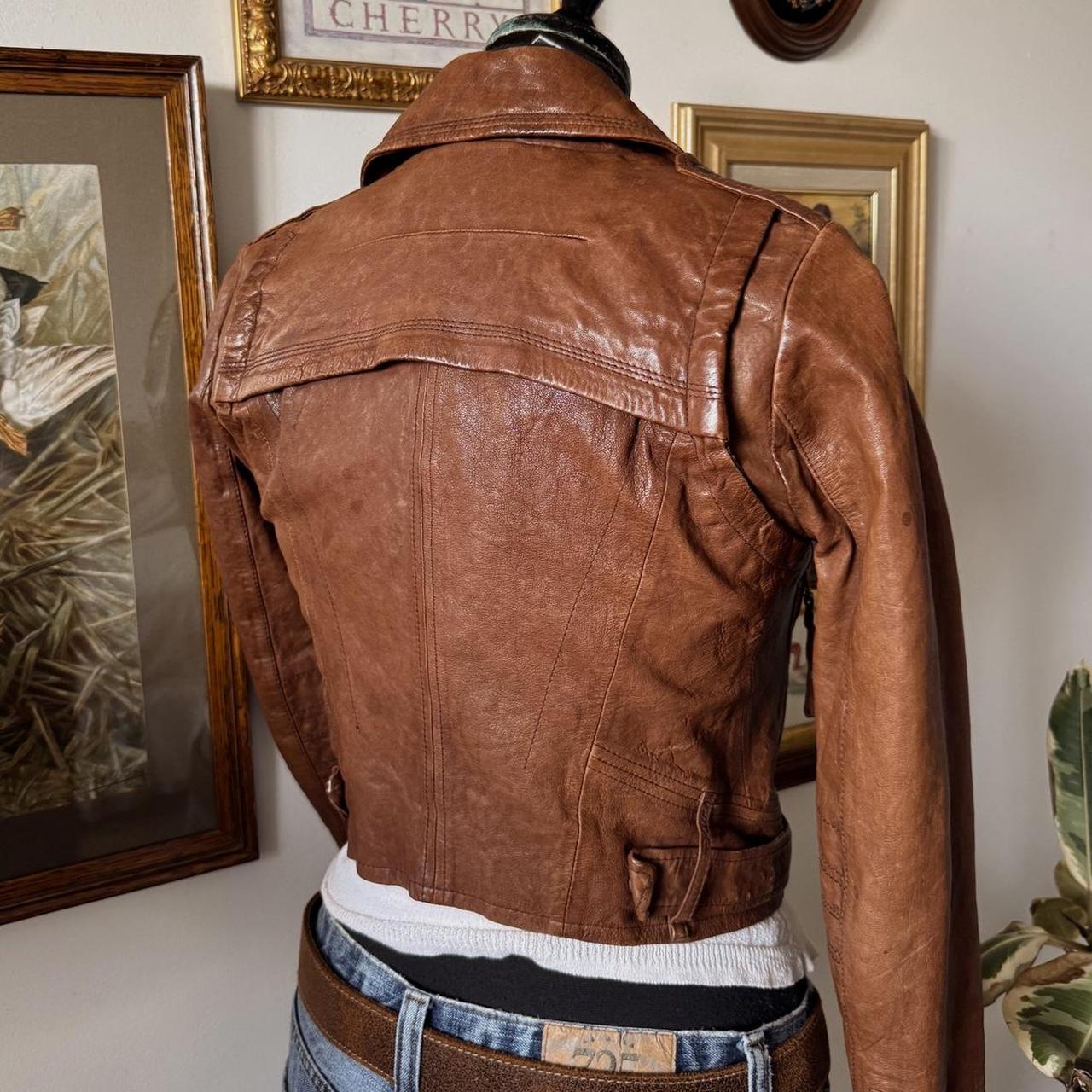 Vintage boho brown leather jacket (XS)