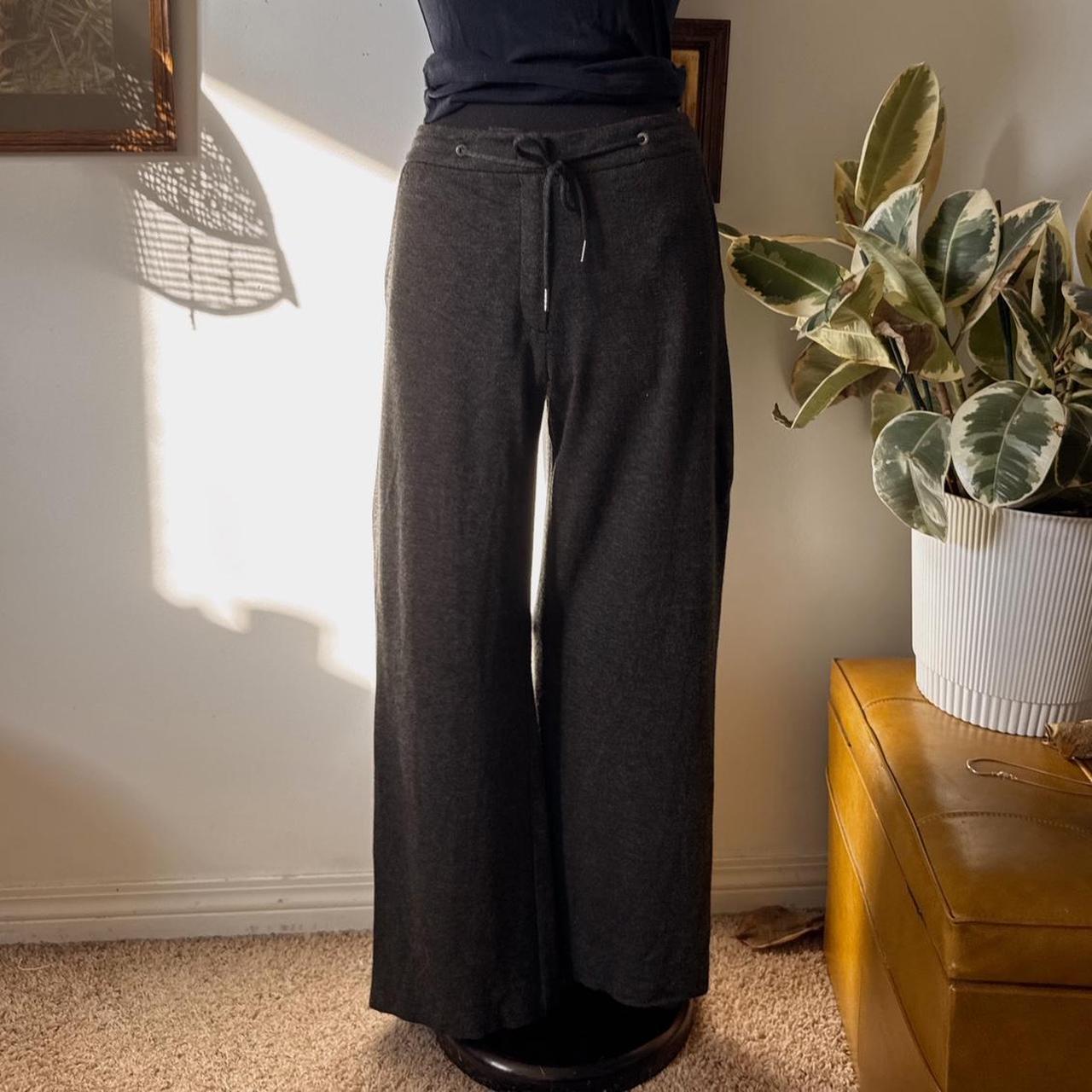 Charcoal grey wide leg knit pants (M)