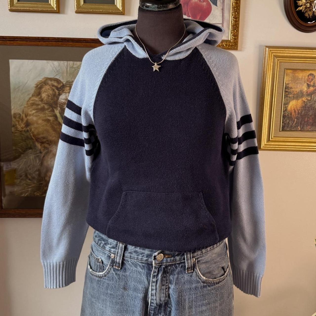 Y2K navy knit hoodie (S)