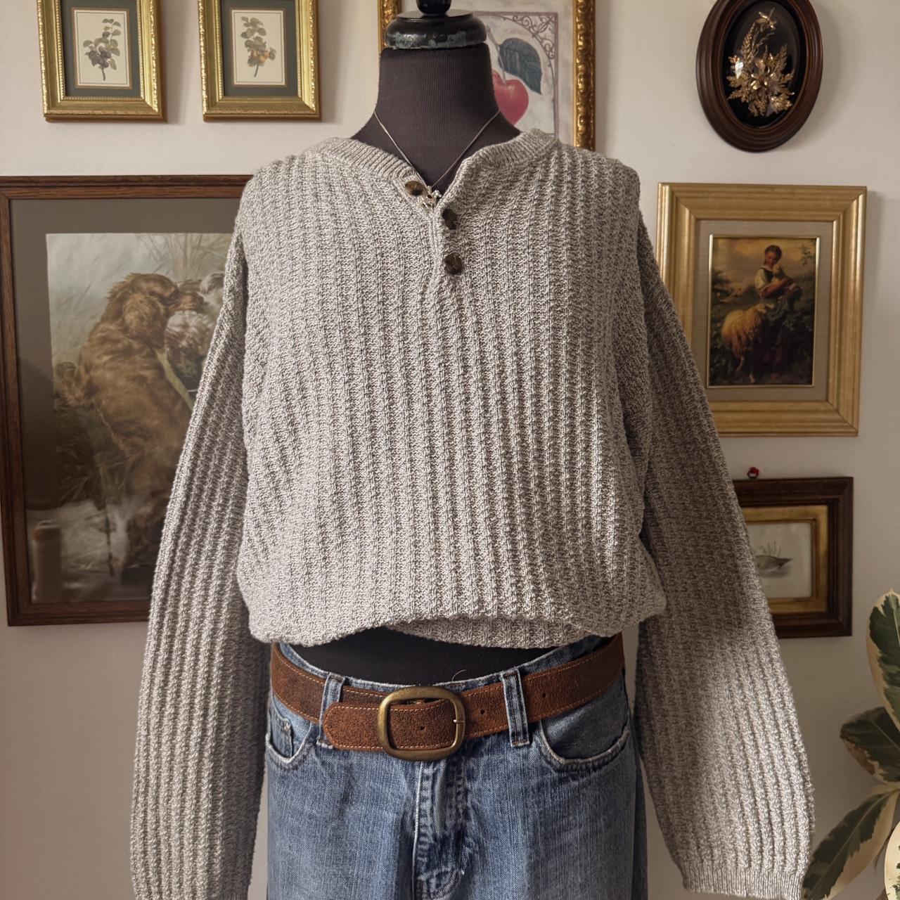 90s slouchy light grey knit sweater (XL)