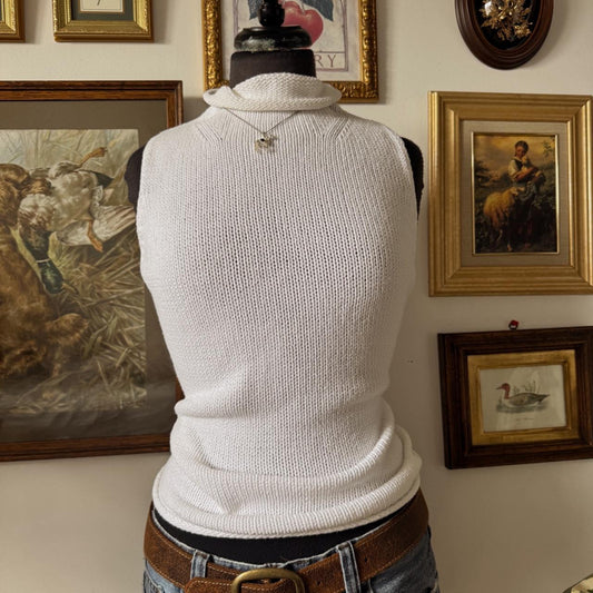 White knitted mock neck top (M/L)