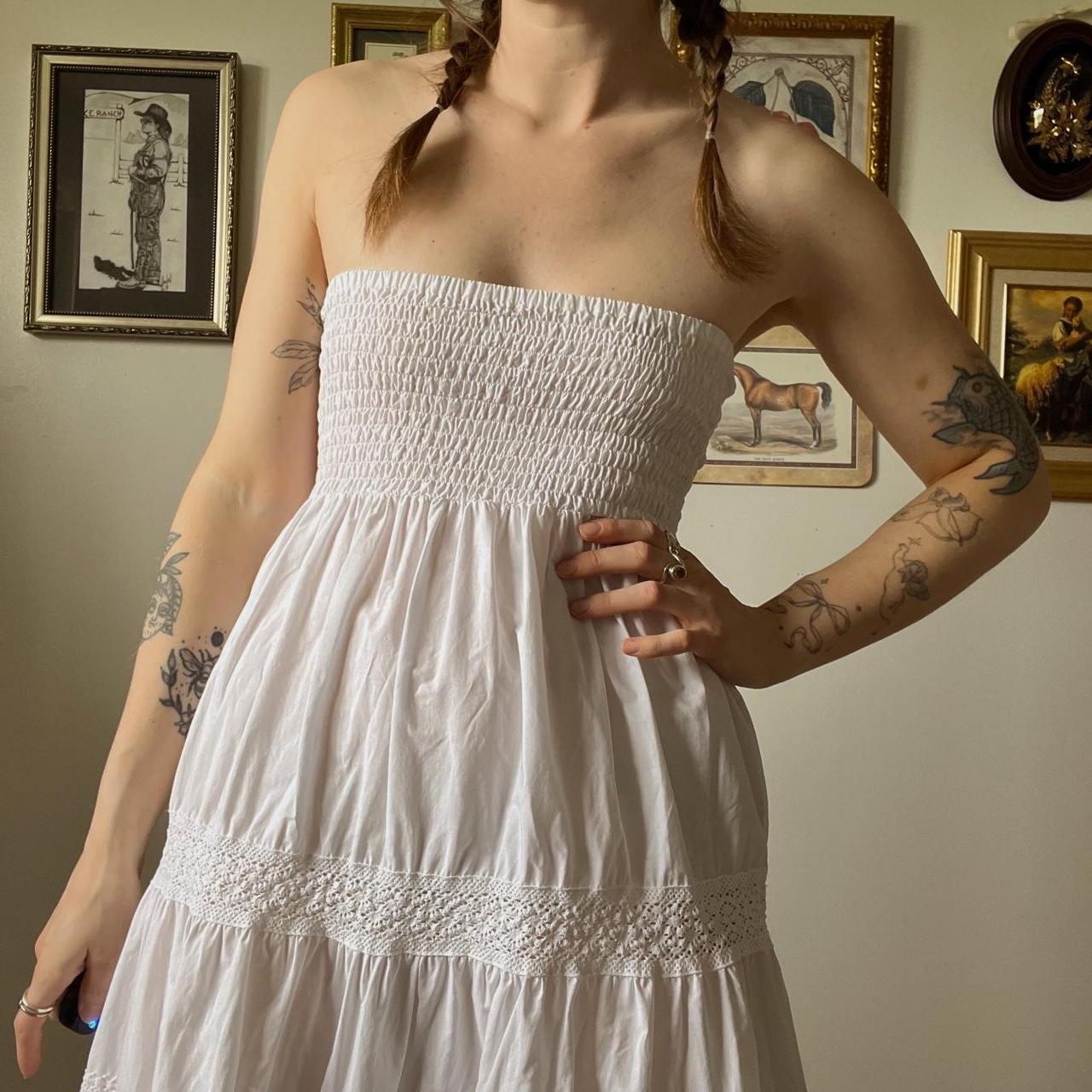 Tiered strapless midi dress (S)