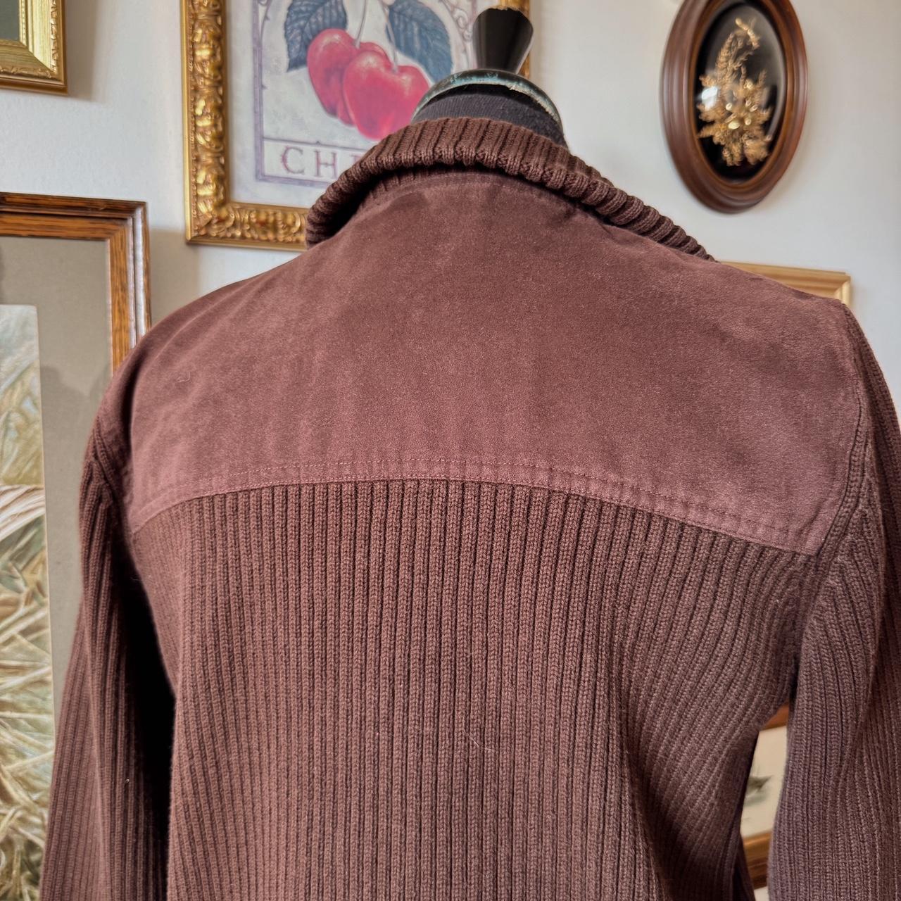 Brown knit mock neck jacket (L)