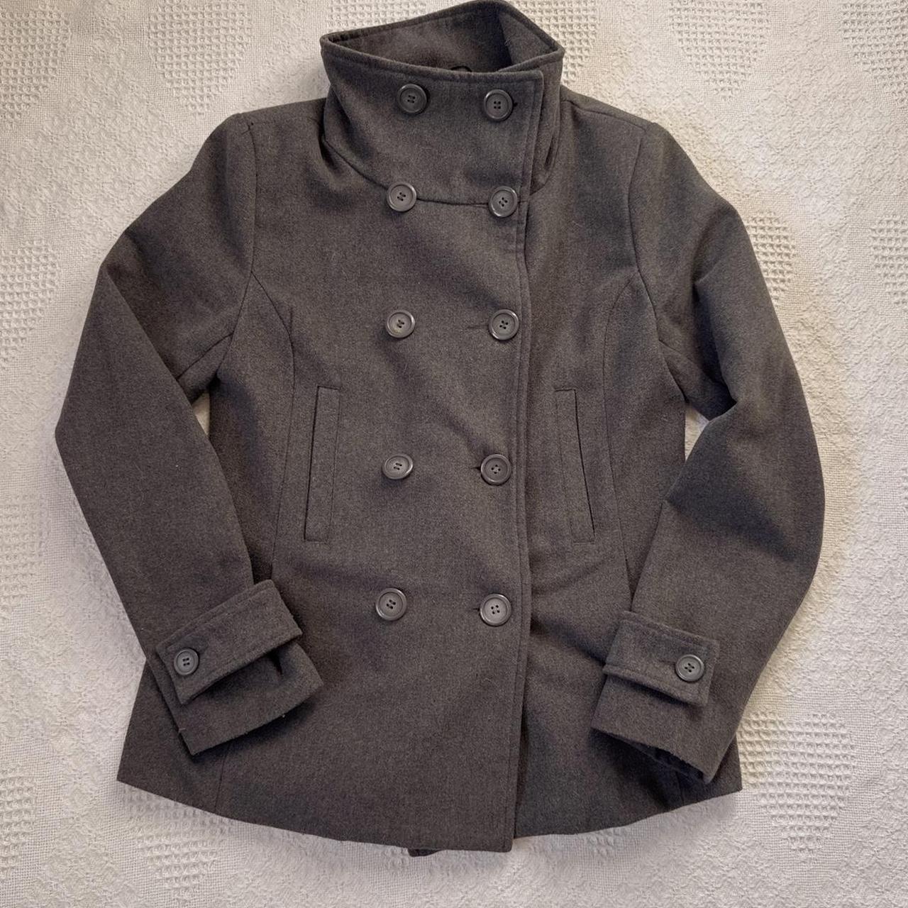 Grey funnel neck trench coat (M)