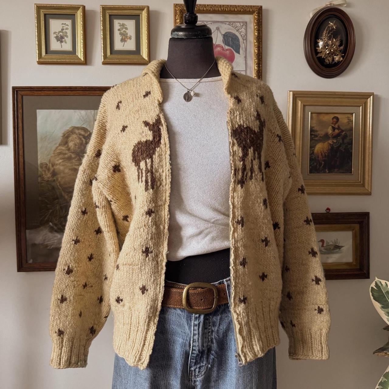 Knitted wool deer sweater (M)