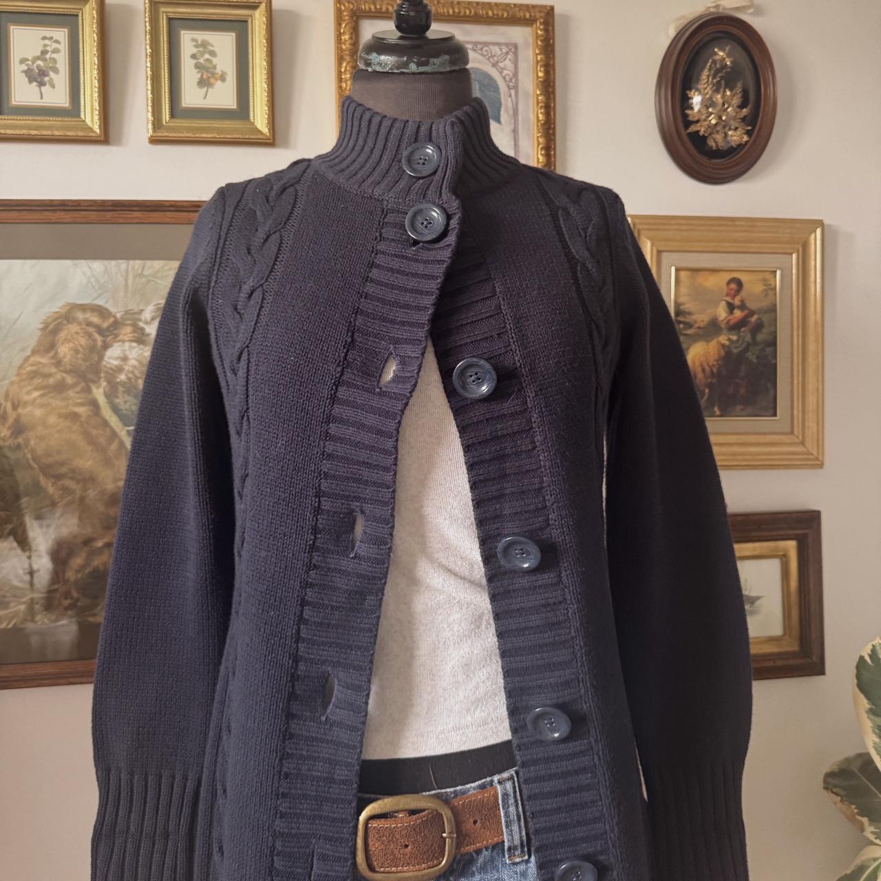 Y2K navy knit long cardigan (XS)