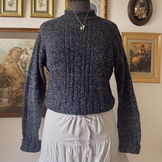 Navy roll neck knitted sweater (S)