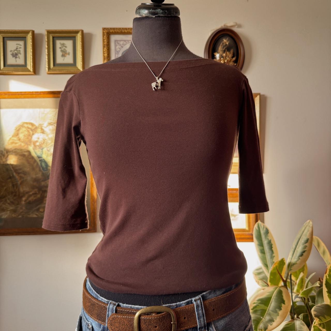 Brown boat neck tee (S)