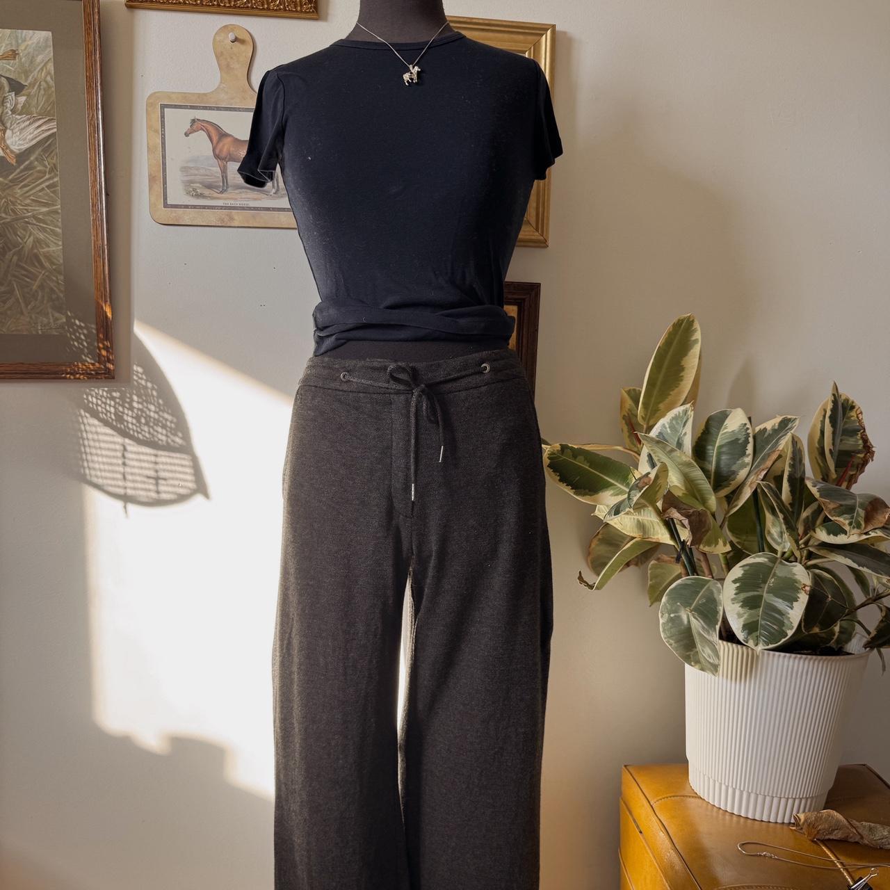 Charcoal grey wide leg knit pants (M)