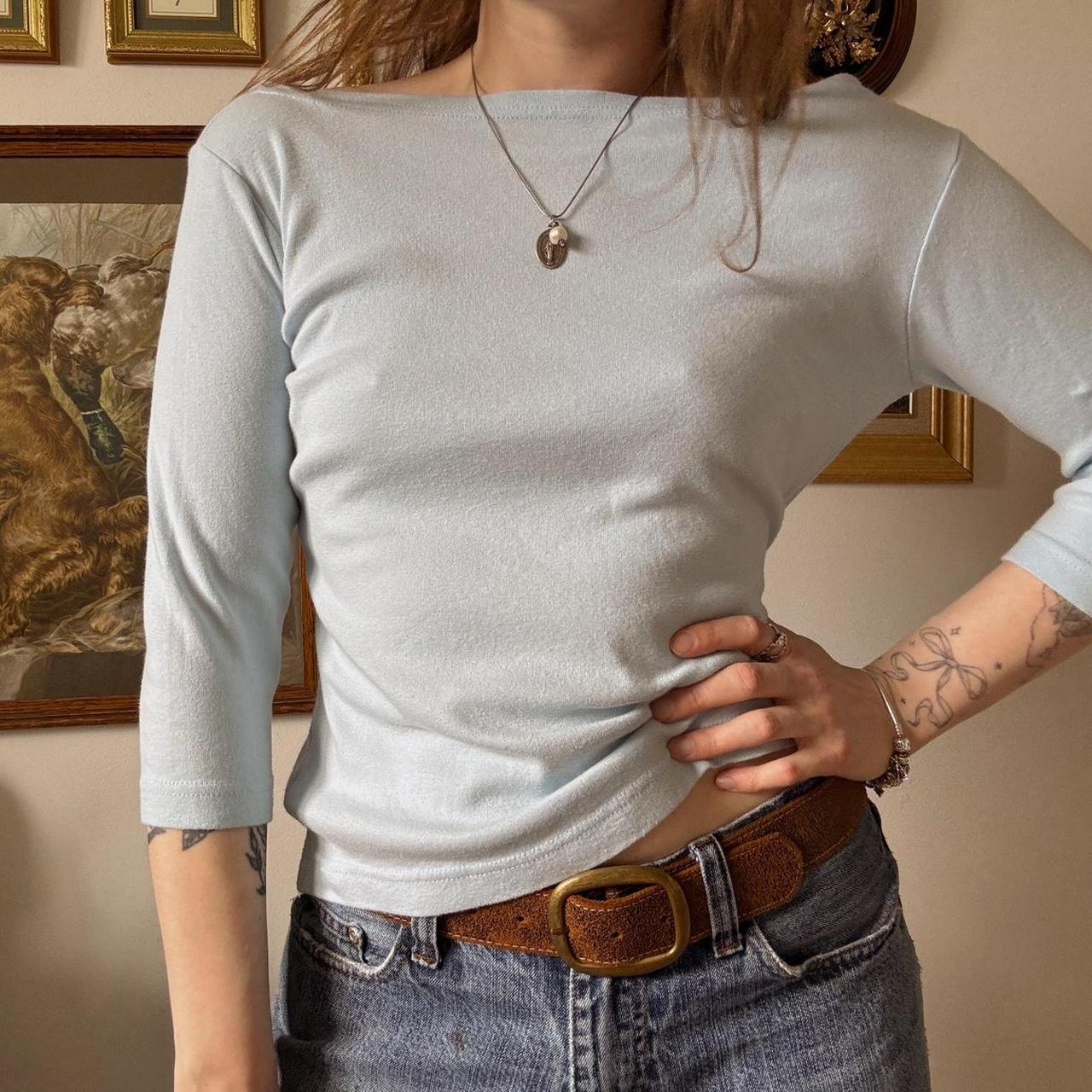 Baby blue 3/4 sleeve top (M)