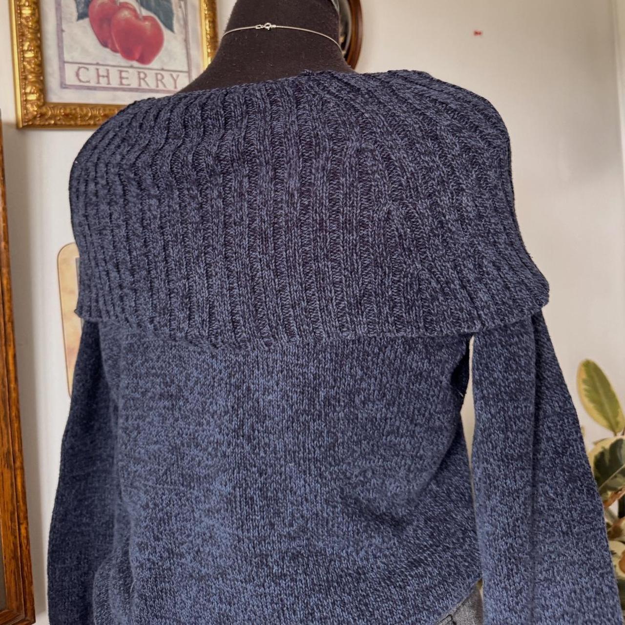 Navy off the shoulder knit sweater (M)