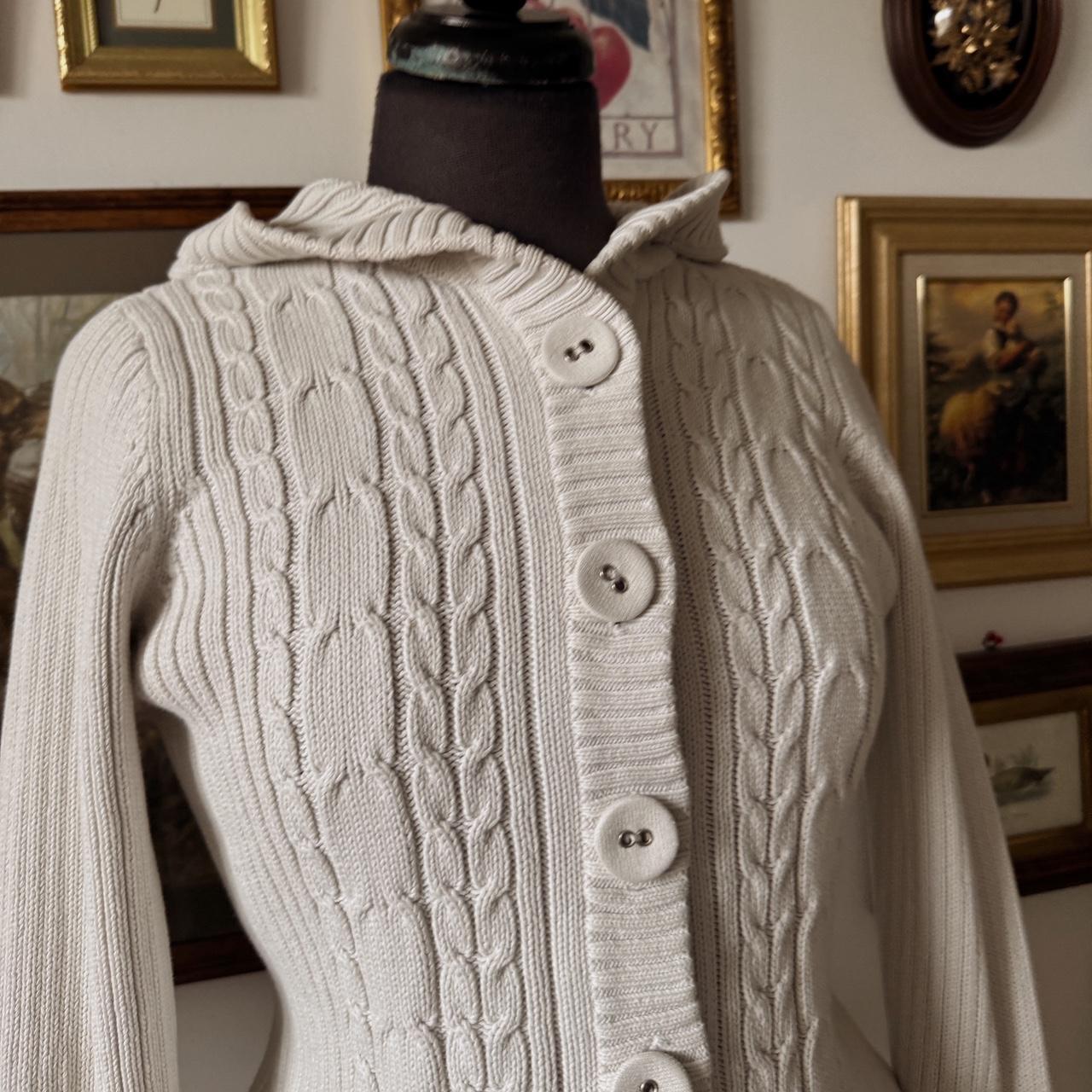 Cream cable knit hooded cardigan (M)