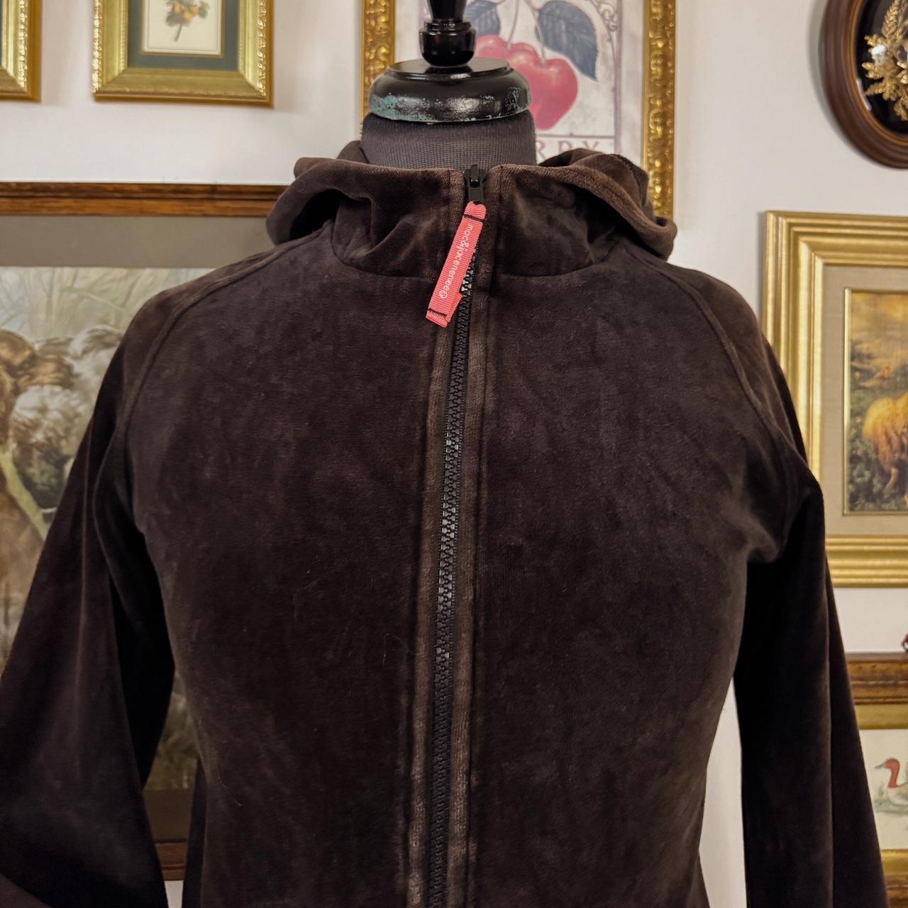 Brown velour zip up hoodie (M)