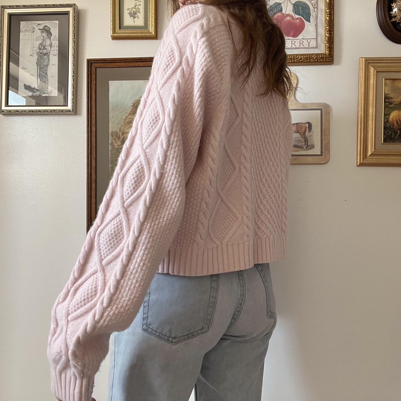 Pink cable knit cardigan (L)