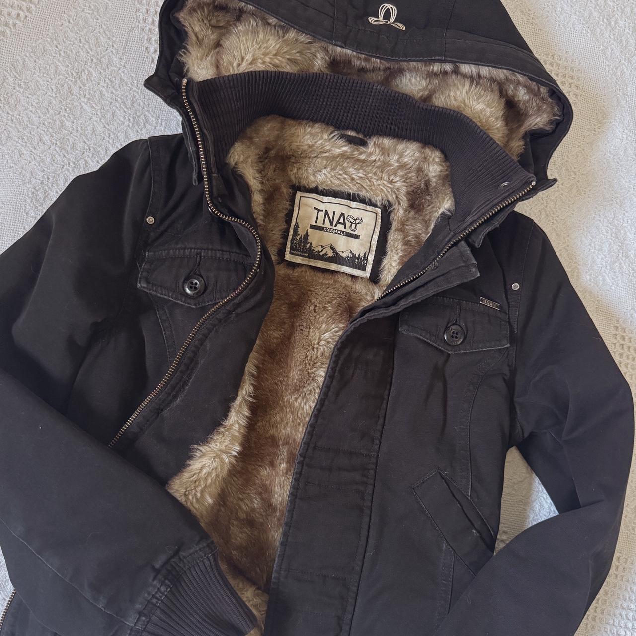 Black bomber fur lined jacket (XXS)