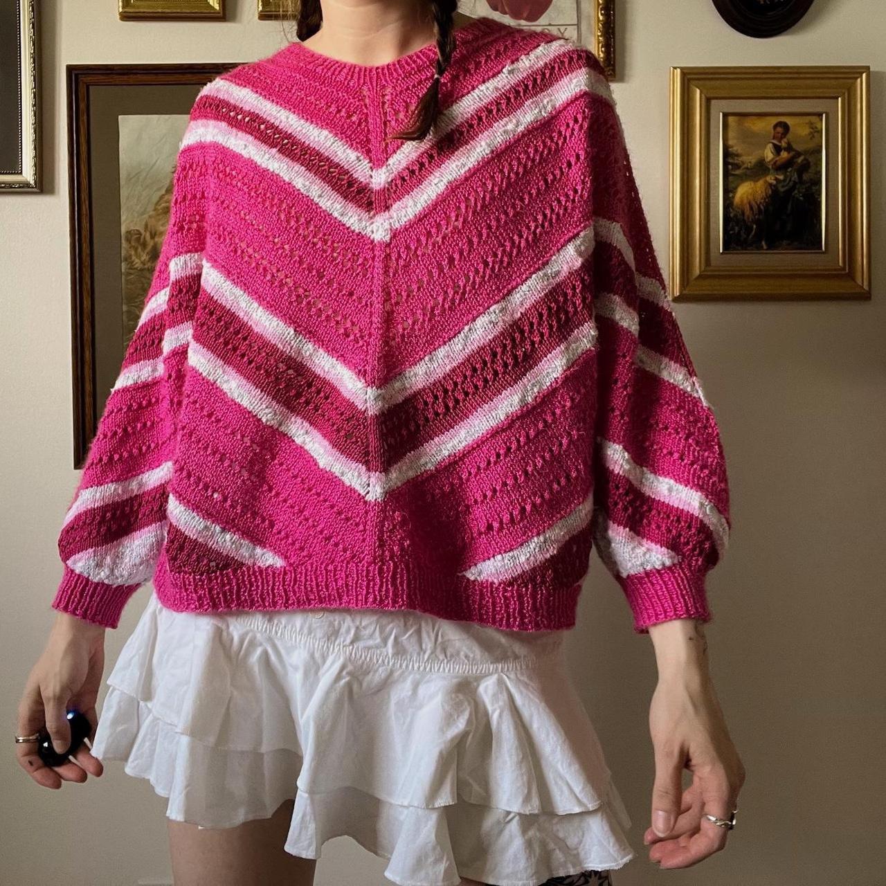 Pink crochet knit top (S/M)