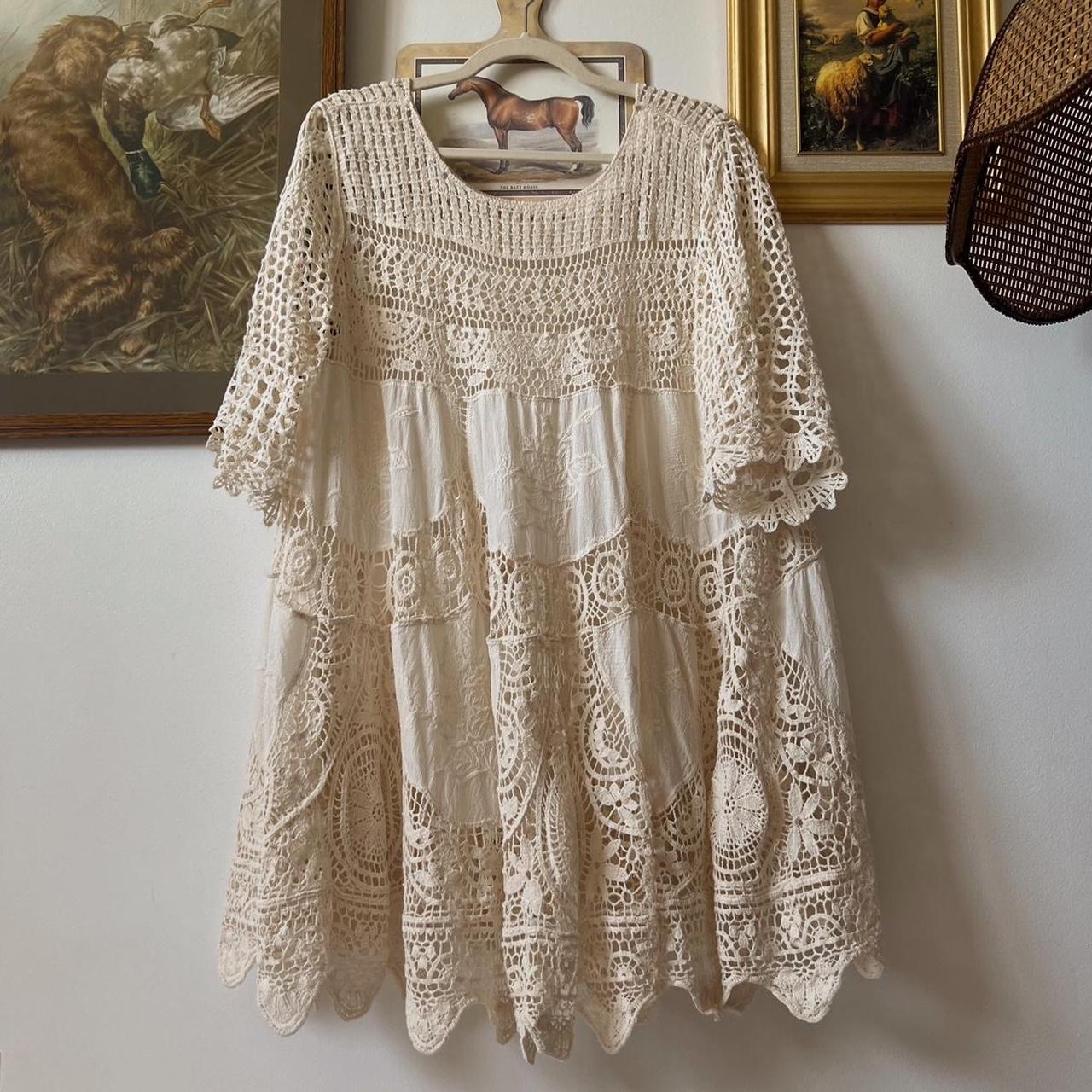 Cream crochet mini dress (XL)