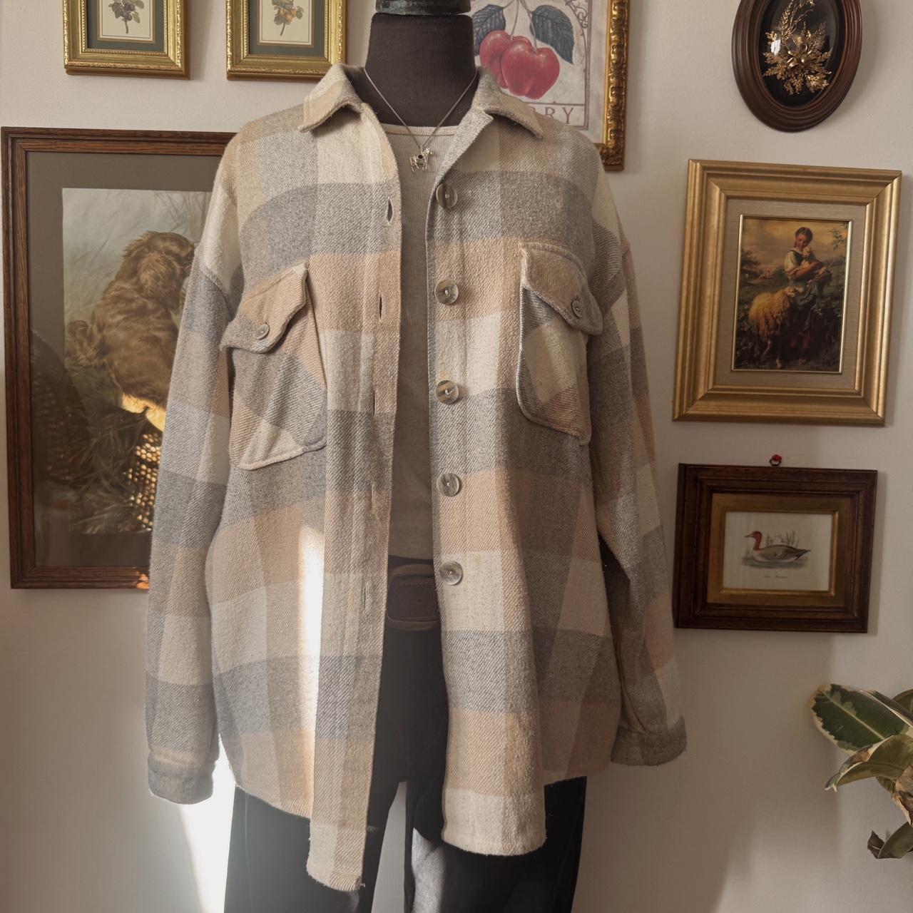 Cozy light birch flannel button up (L)