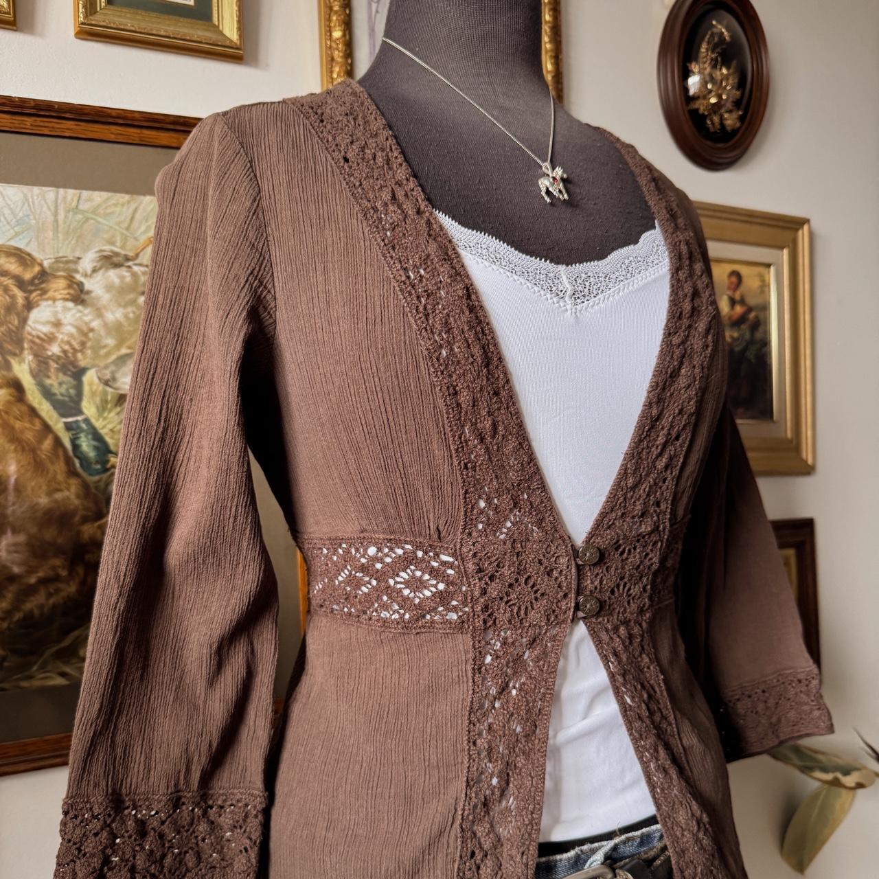 Earthy boho lace blouse (XS)