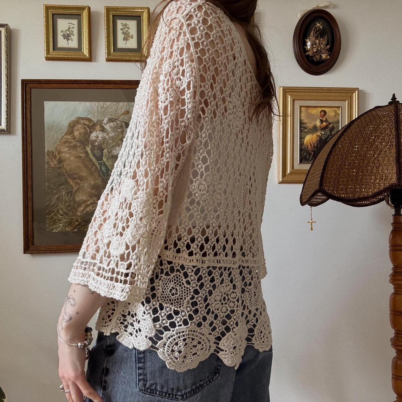 Boho crochet slouchy top (L)