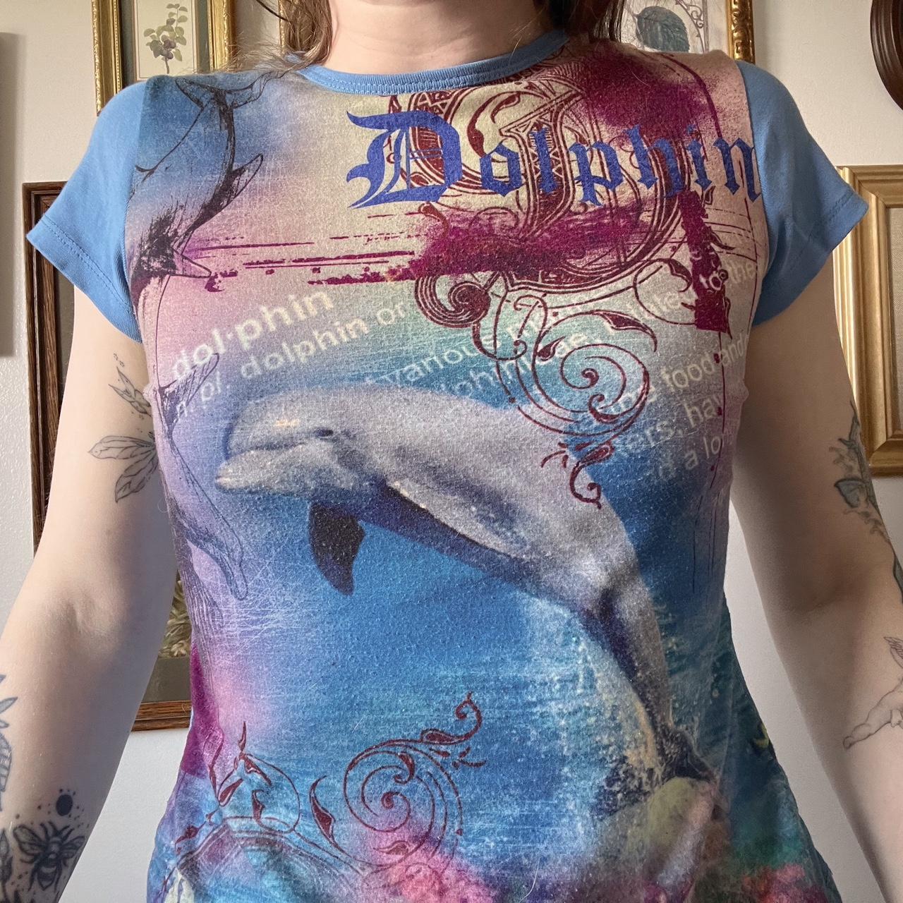 Y2K dolphin baby tee (S)