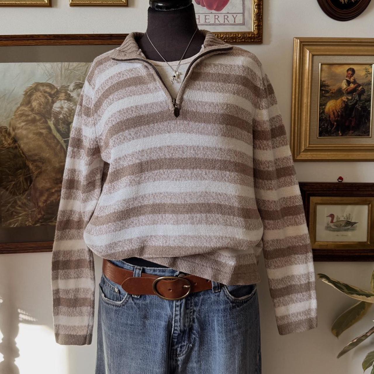 Cream & oat striped knit sweater (M)