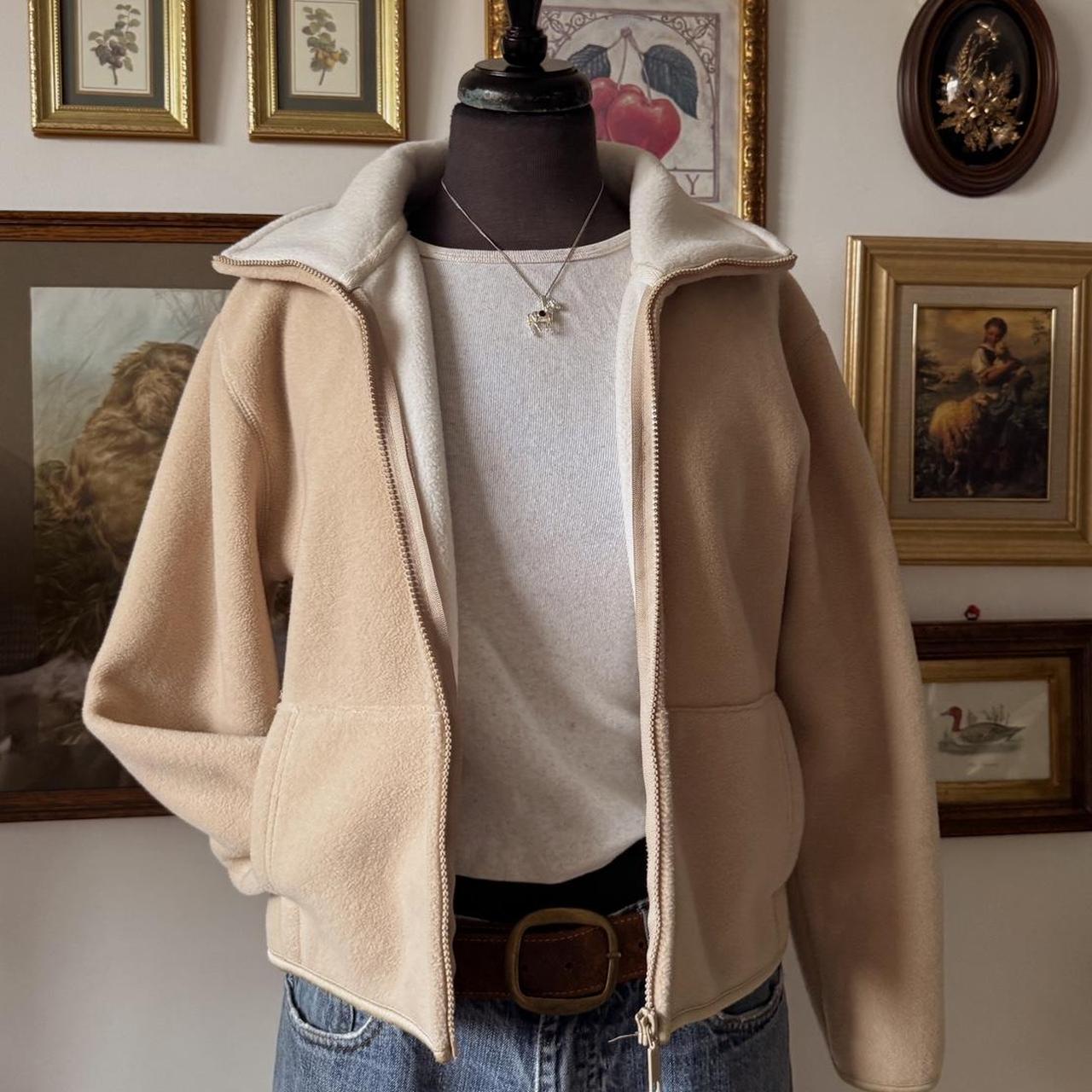 Tan & cream fleece zip up (S)