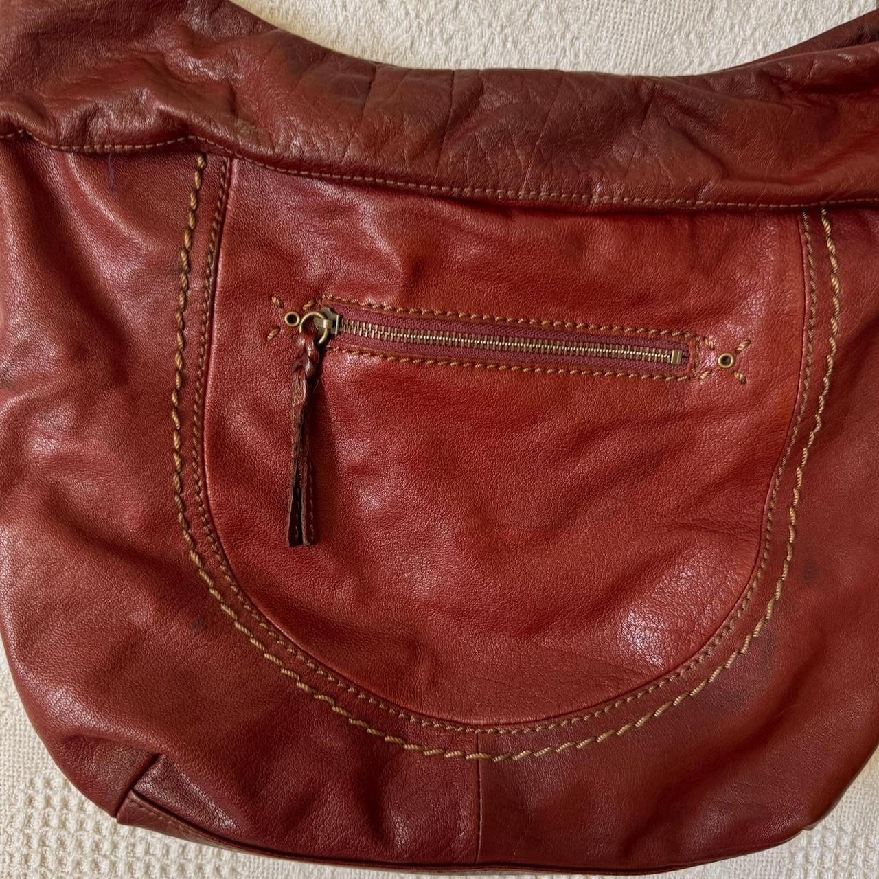 Burgundy leather slouch bag