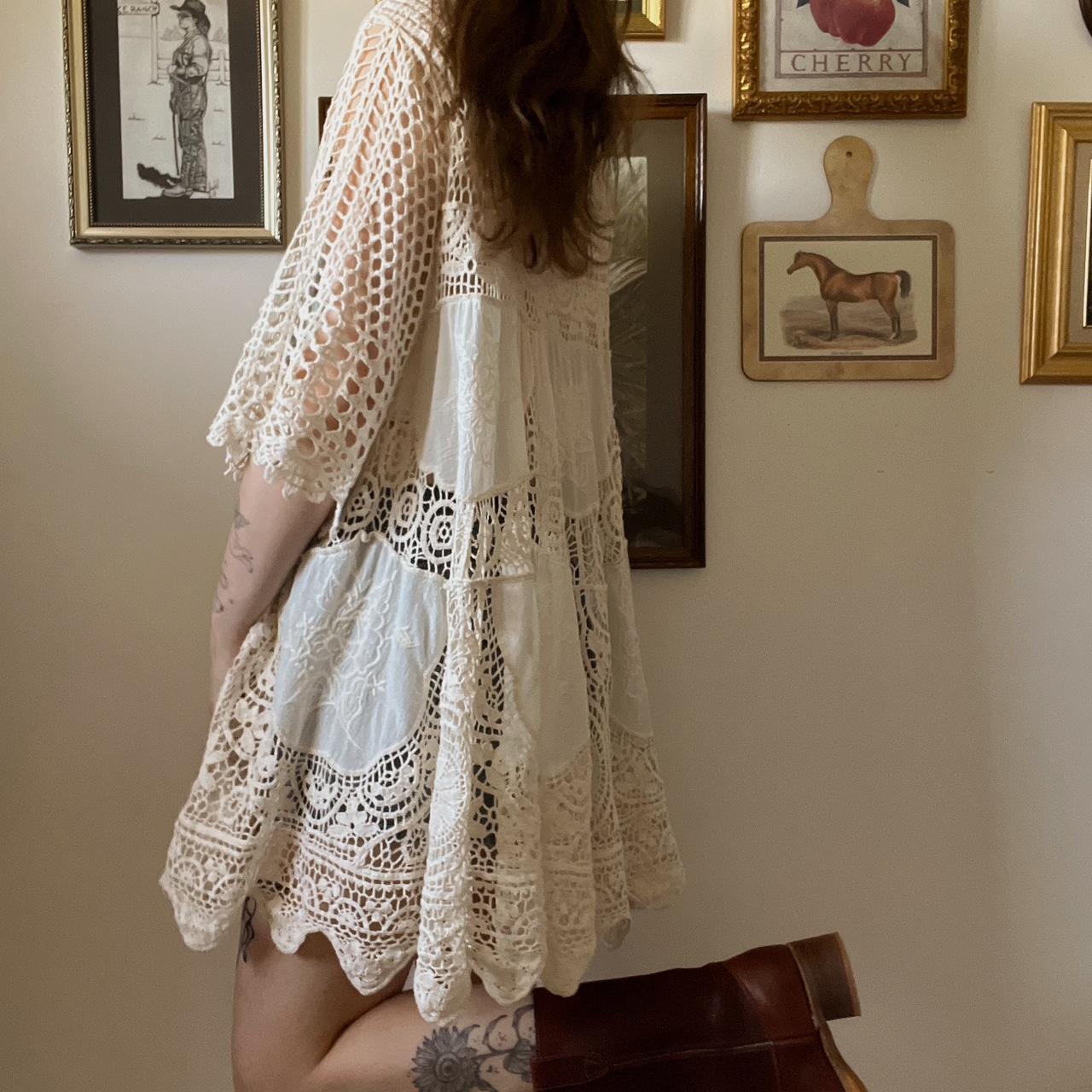 Cream crochet mini dress (XL)