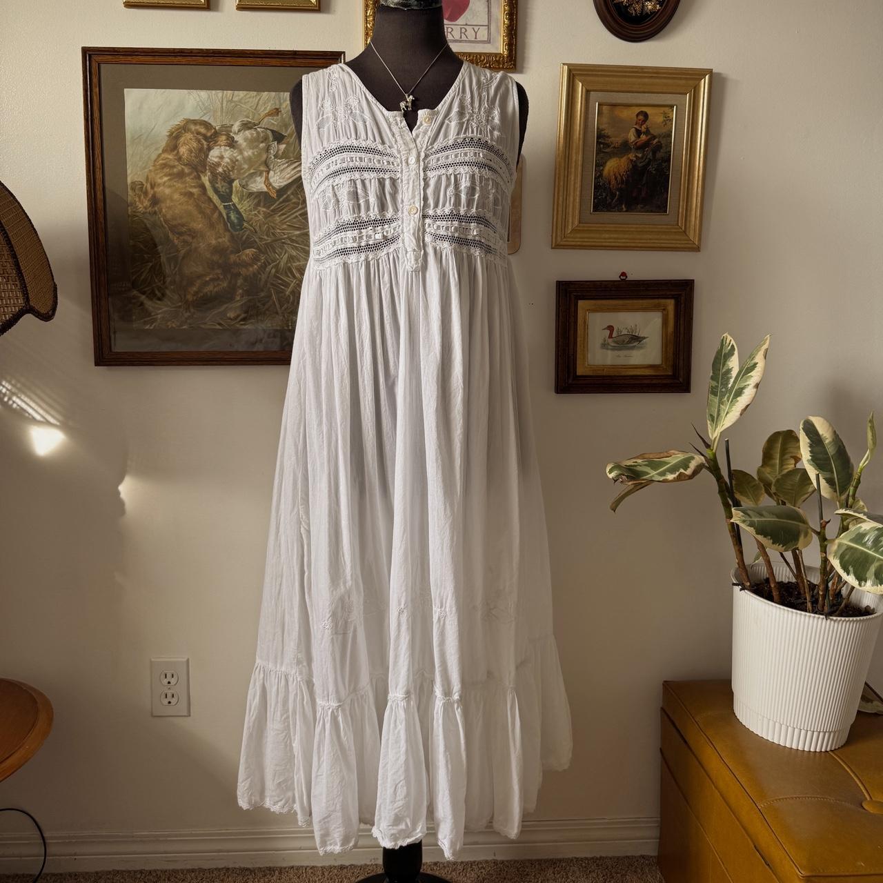 Vintage white ruffle maxi dress