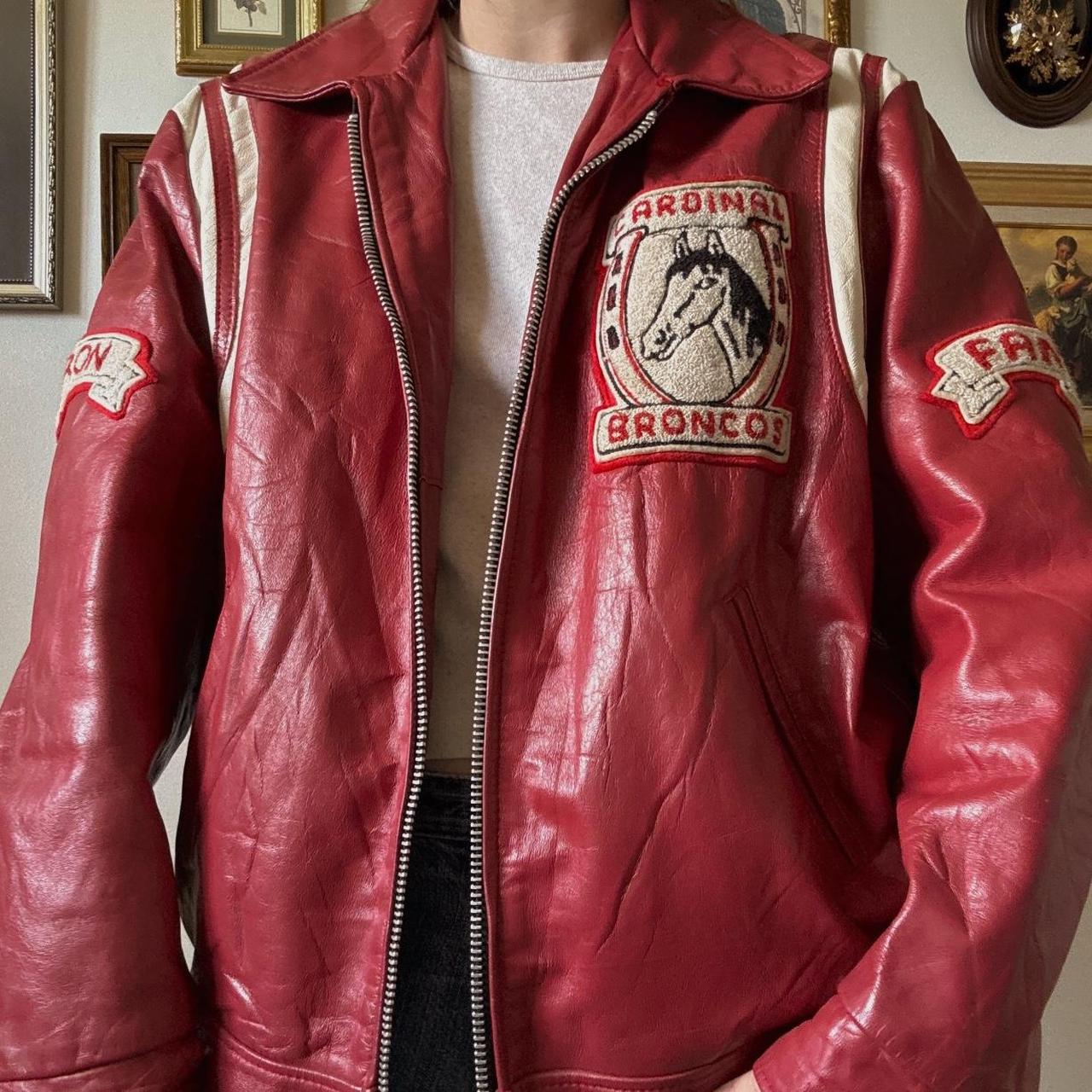 Red leather varsity jacket (XL)