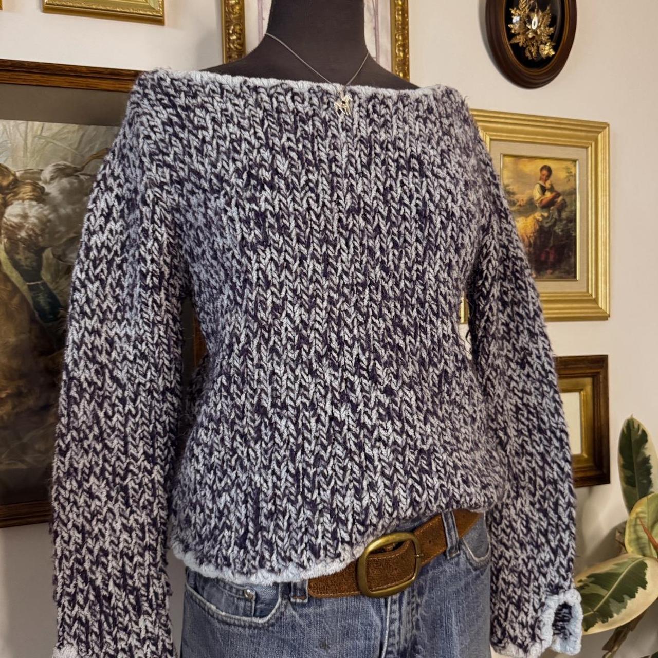 Blue knitted boatneck sweater (M)