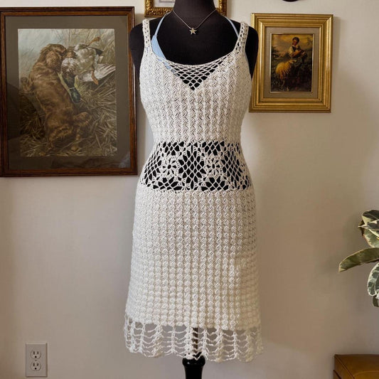 Crochet boho beach dress (S/M)