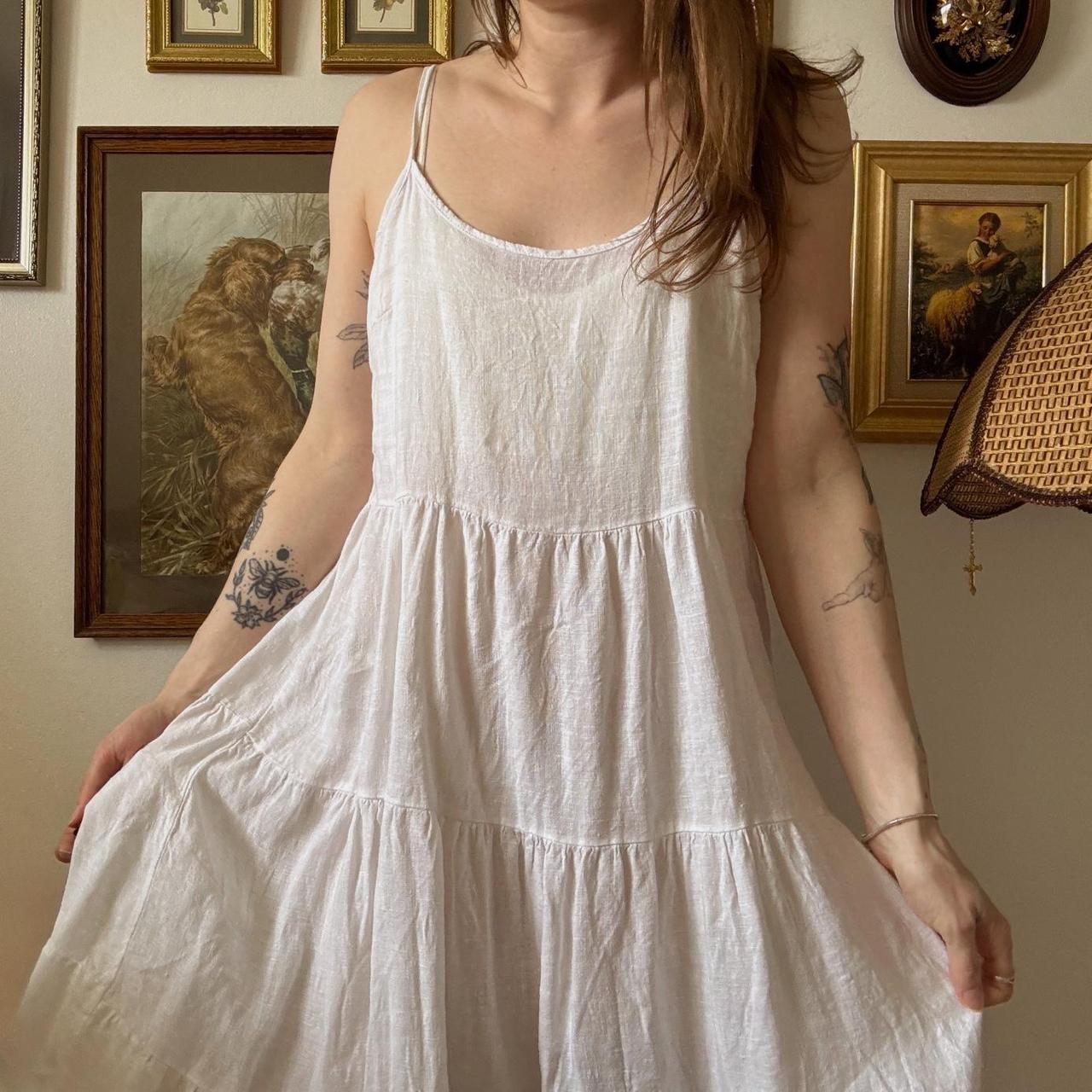 White linen boho dress (S)