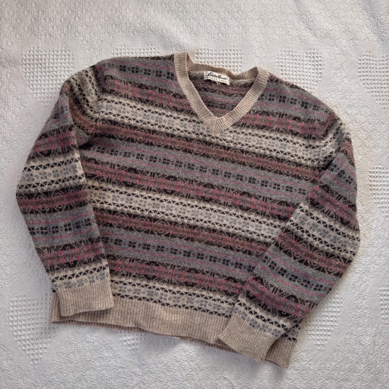 Vintage muted multi striped knit sweater (S)