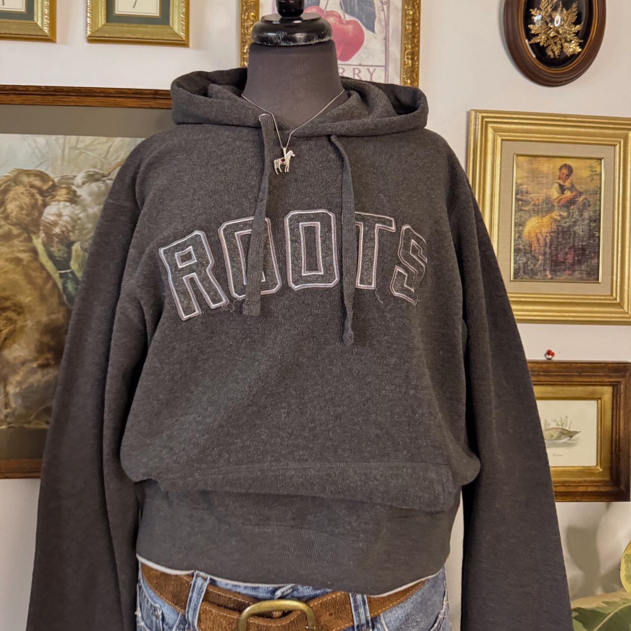 Charcoal grey roots fleece hoodie (S)