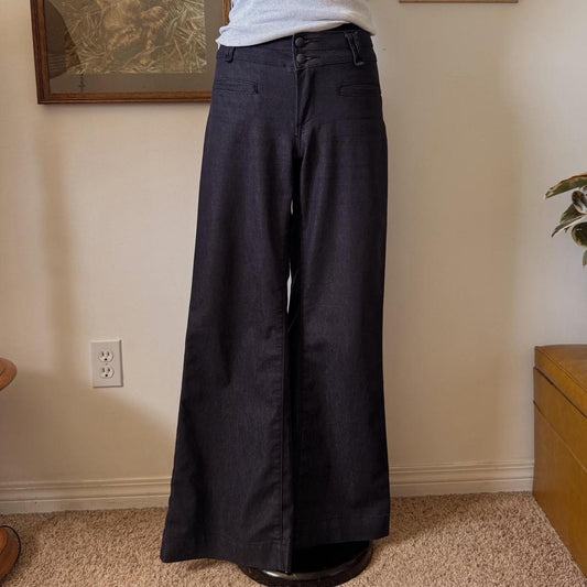 Dark navy wide leg trouser (S)