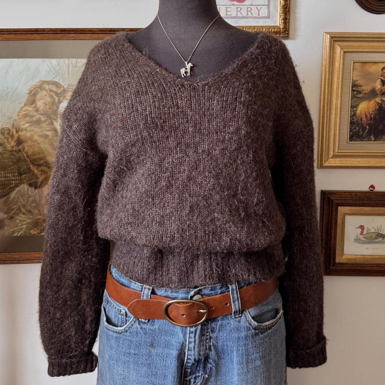 Earthy brown slouch knit sweater (S)