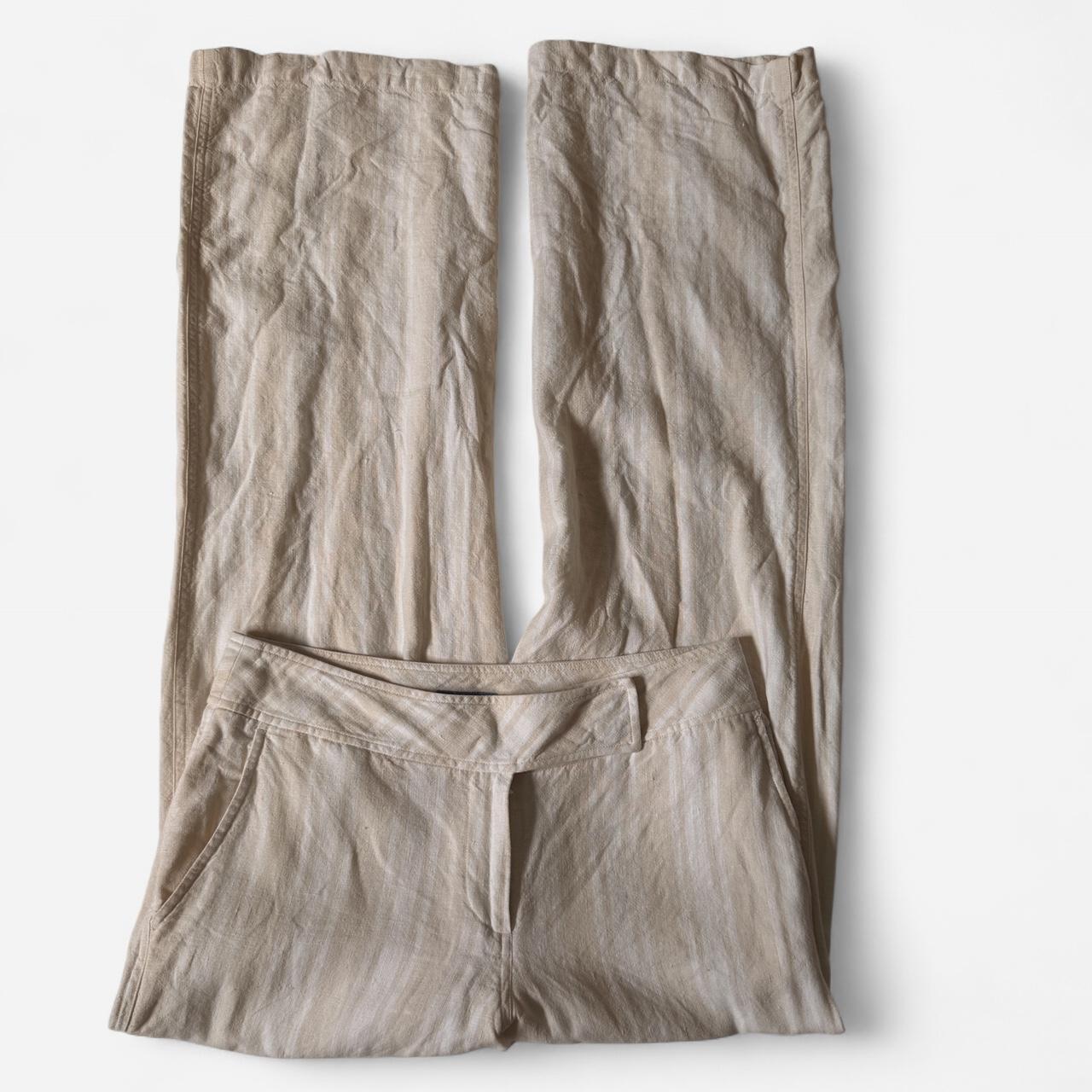 Cream striped linen pants (M)