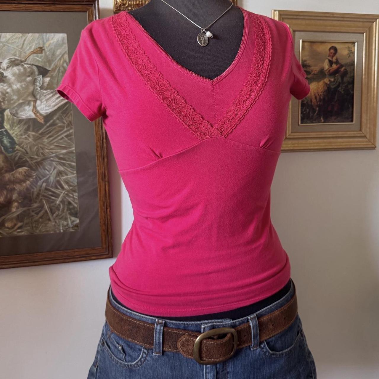 Watermelon pink baby tee (S)