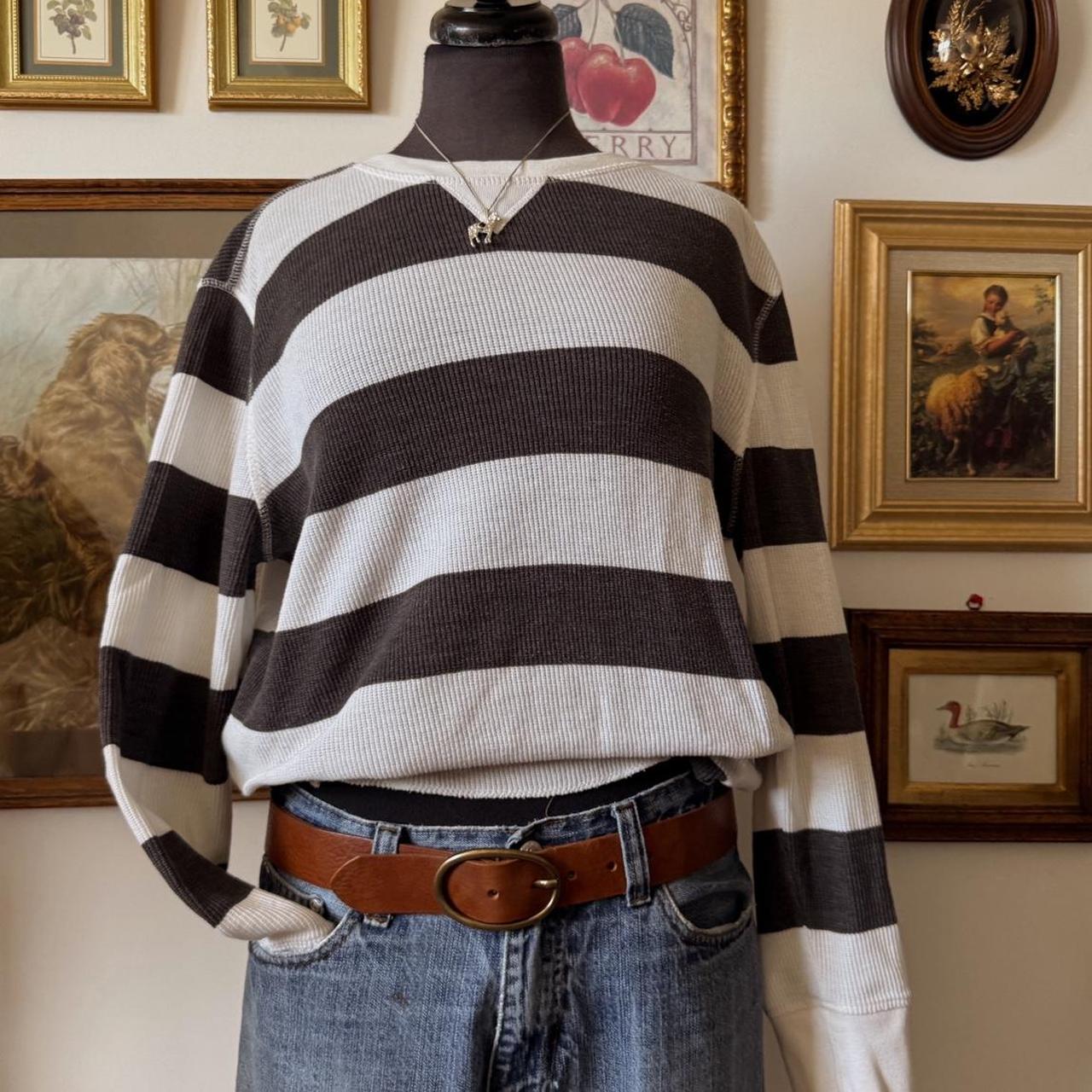 Cream & grey striped raglan longsleeve (L)