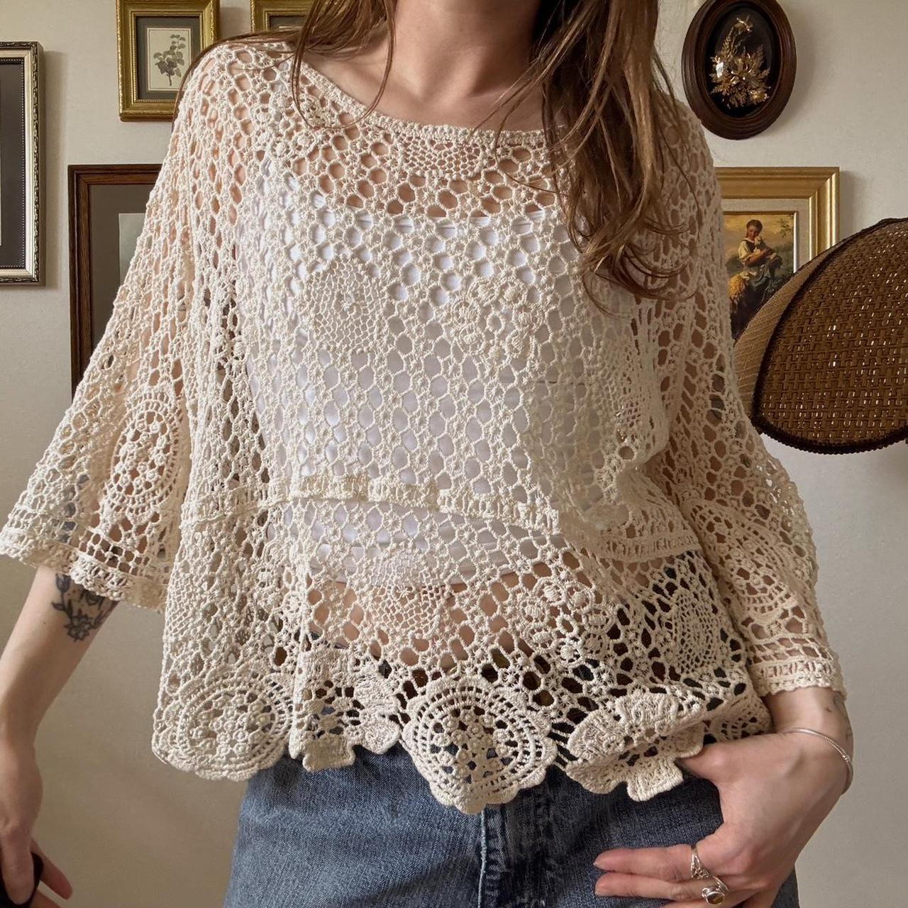 Boho crochet slouchy top (L)
