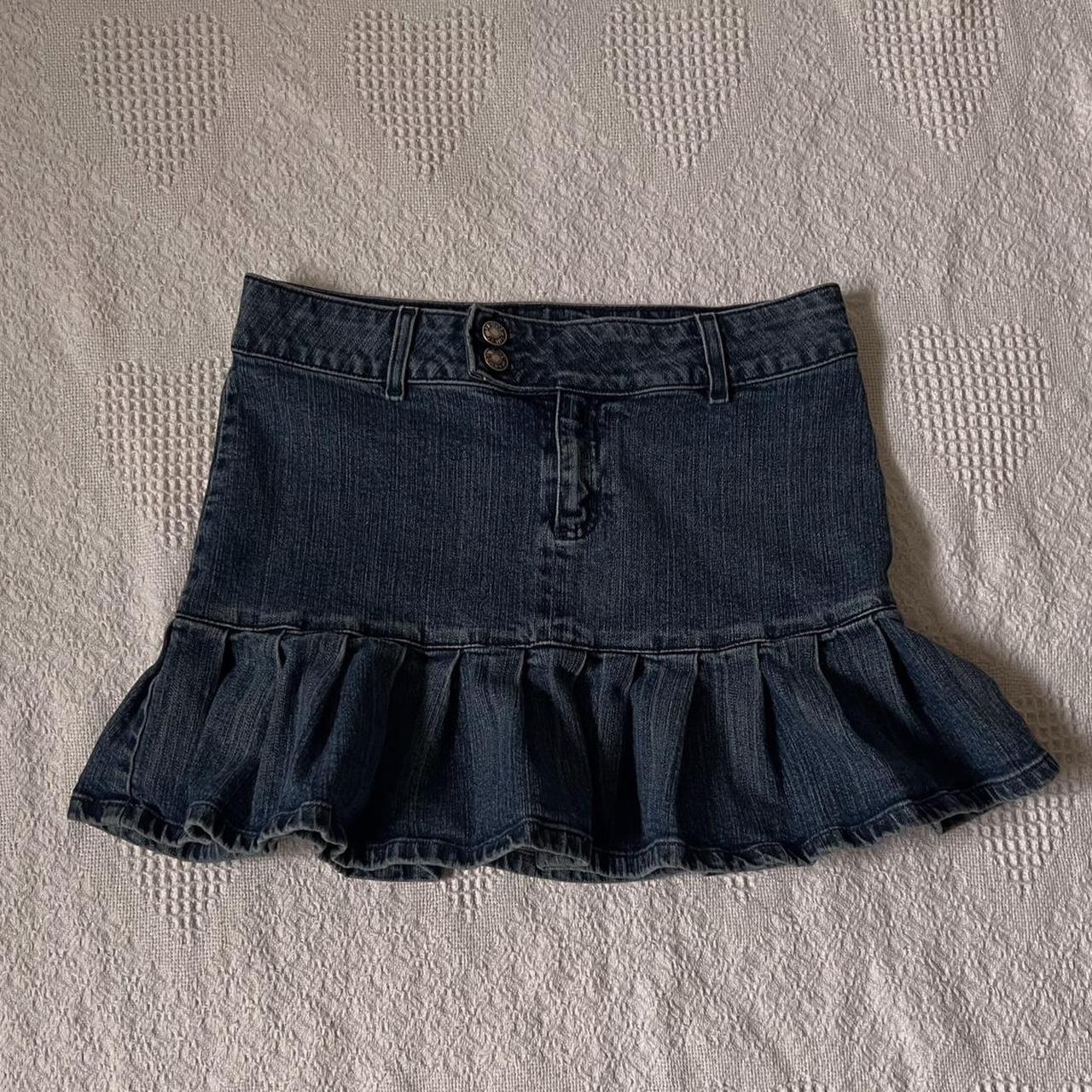 Ruffle denim mini skirt (S)