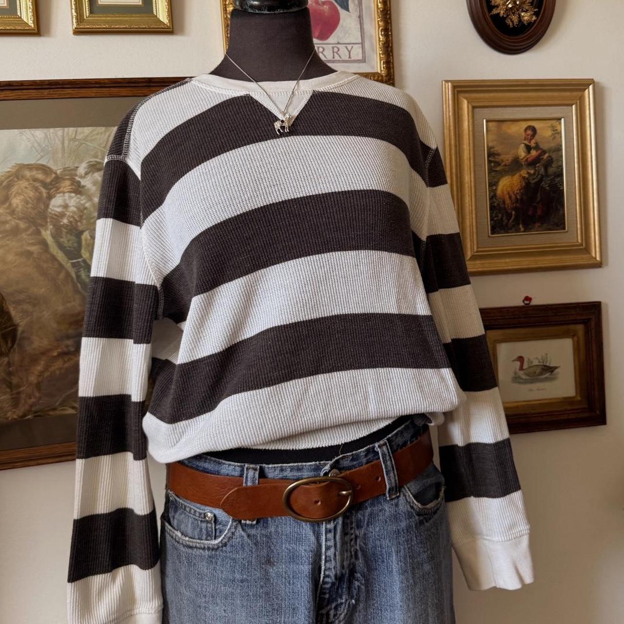 Cream & grey striped raglan longsleeve (L)